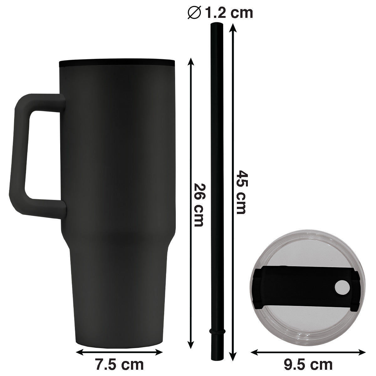 1200ml Polypropylene Enduro Mug - Black - Image 2