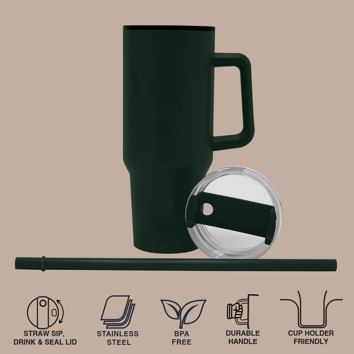 1200ml Polypropylene Enduro Mug - Dark Green - Image 3