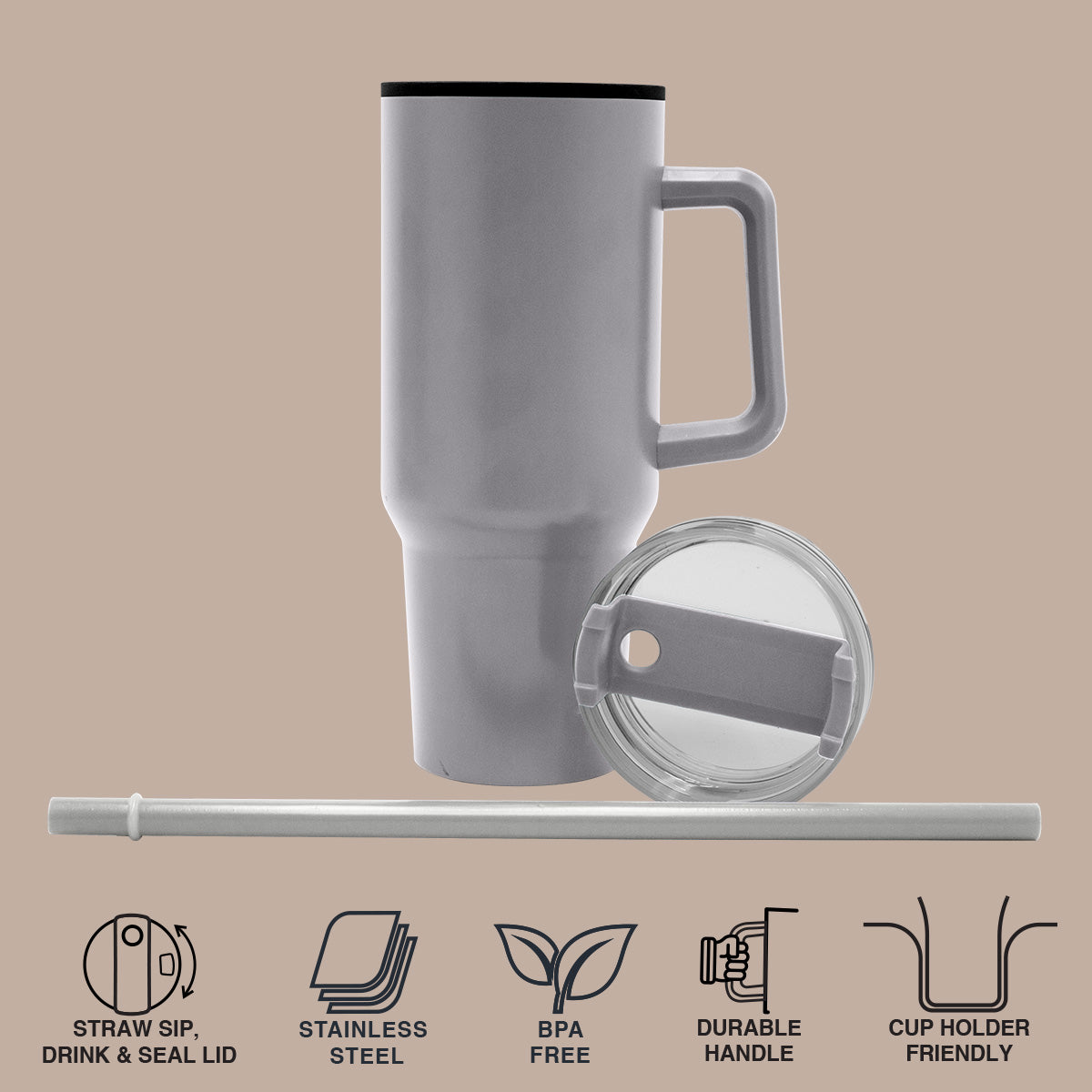 1200ml Polypropylene Enduro Mug - Grey - Image 3