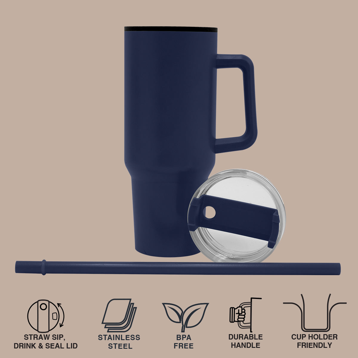 1200ml Polypropylene Enduro Mug - Navy - Image 3