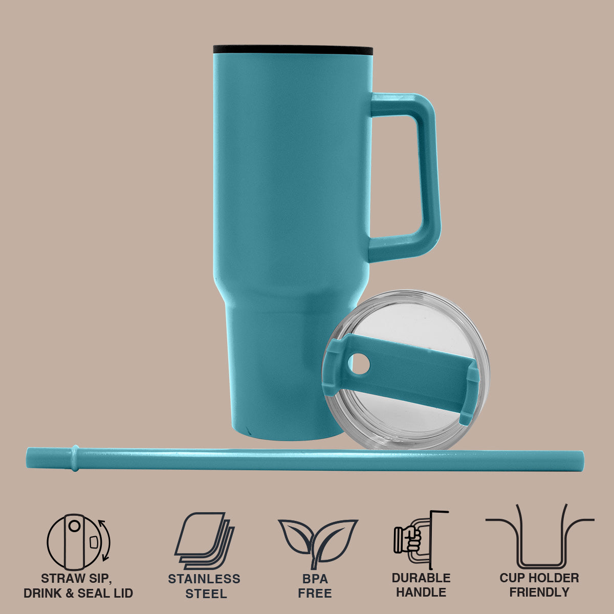 1200ml Polypropylene Enduro Mug - Turquoise - Image 3
