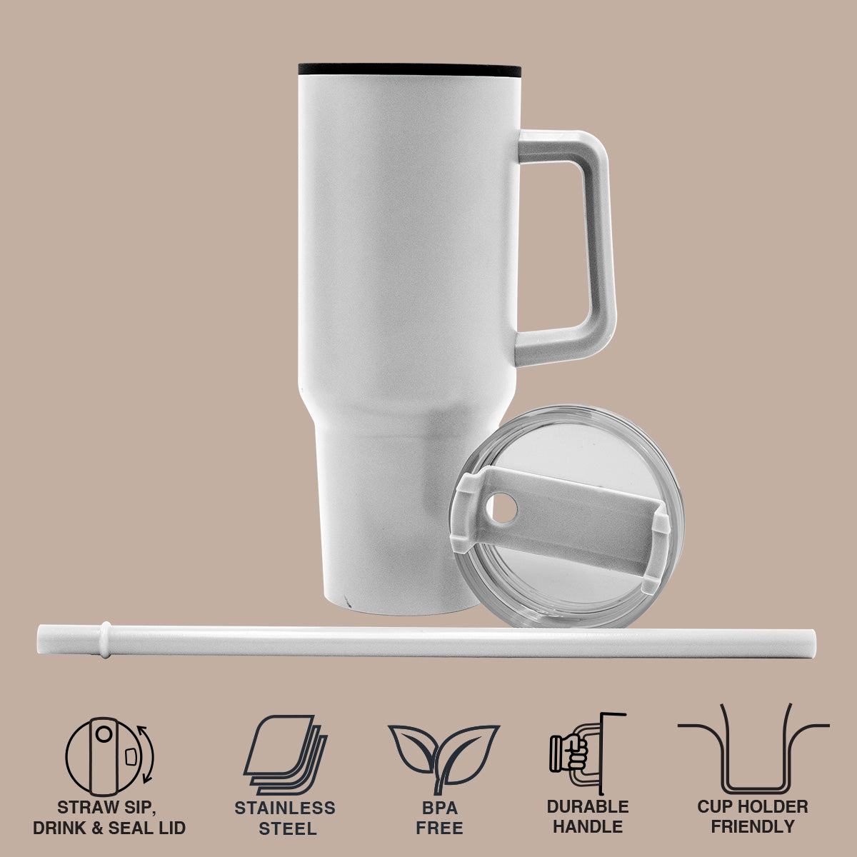 1200ml Polypropylene Enduro Mug - White - Image 3