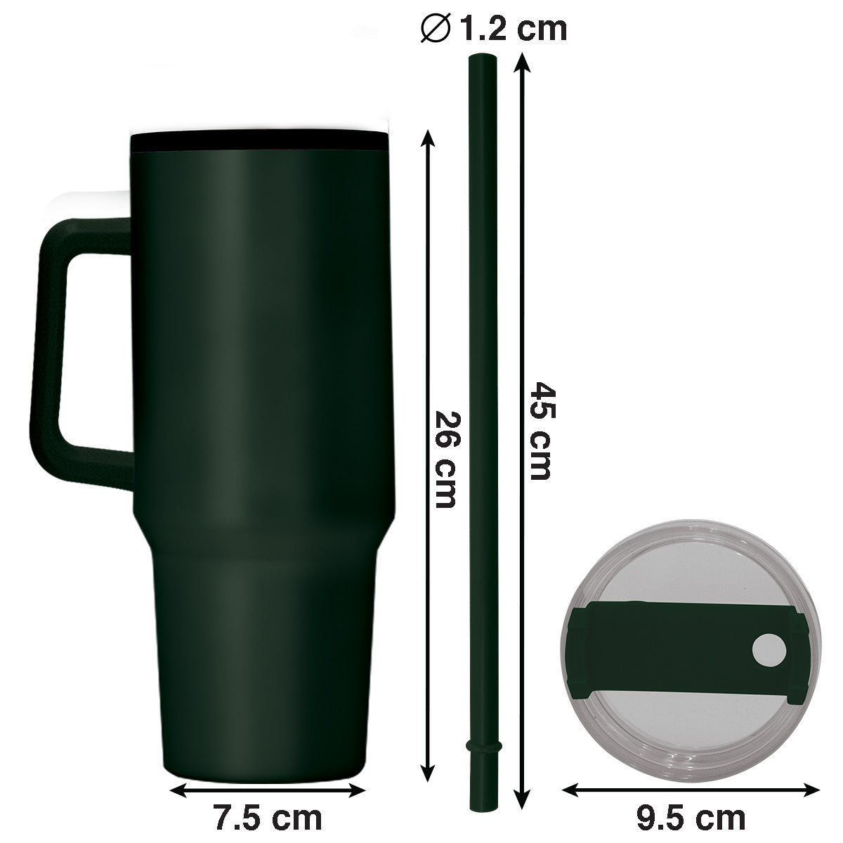 1200ml Polypropylene Enduro Mug - Dark Green - Image 2