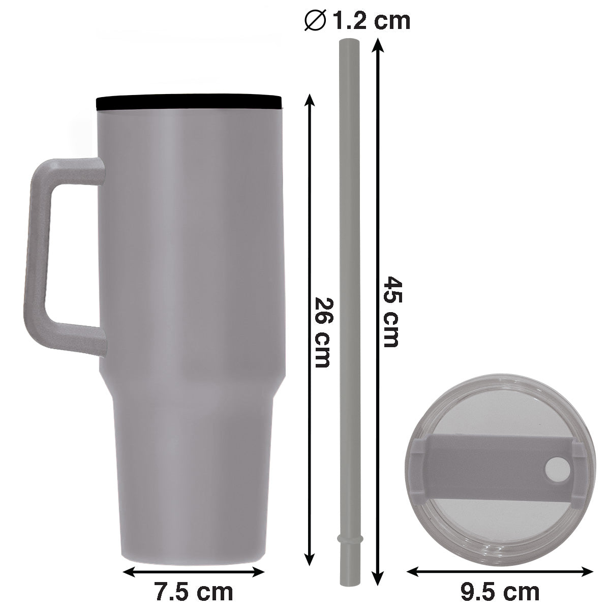 1200ml Polypropylene Enduro Mug - Grey - Image 2