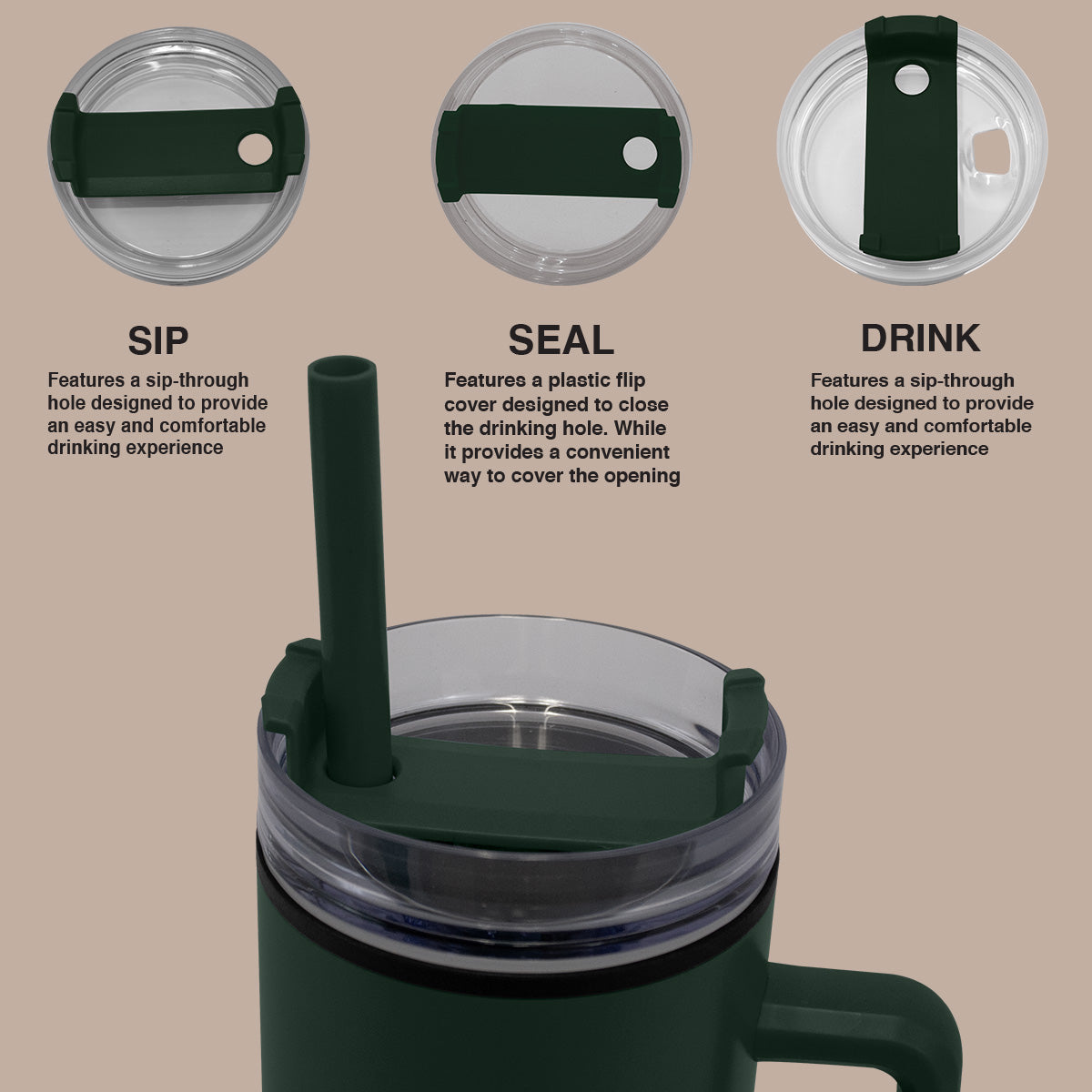 1200ml Polypropylene Enduro Mug - Dark Green - Image 4