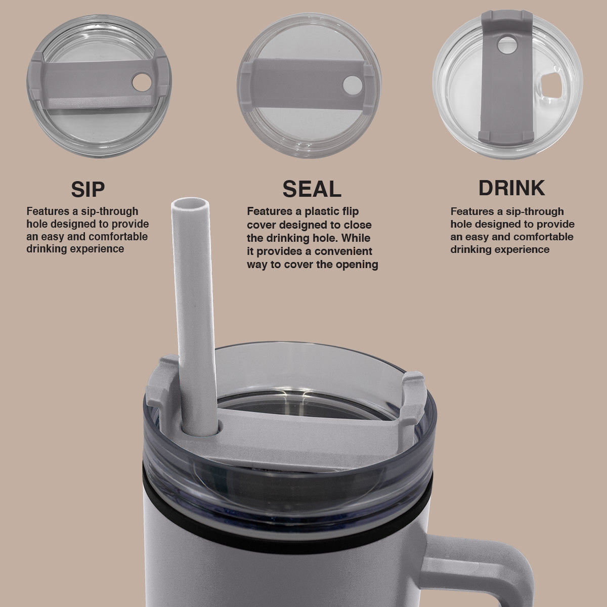 1200ml Polypropylene Enduro Mug - Grey - Image 4