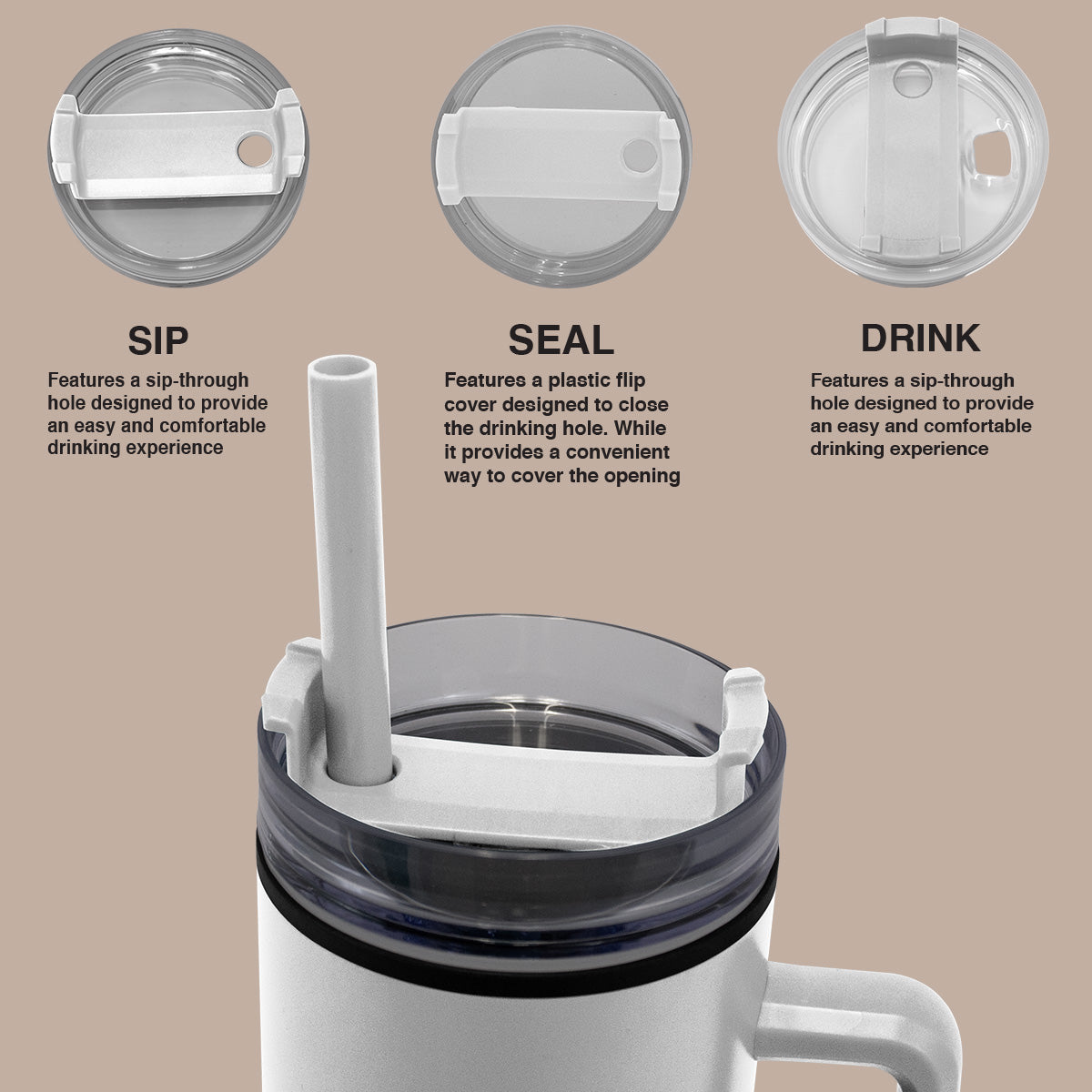 1200ml Polypropylene Enduro Mug - White - Image 4