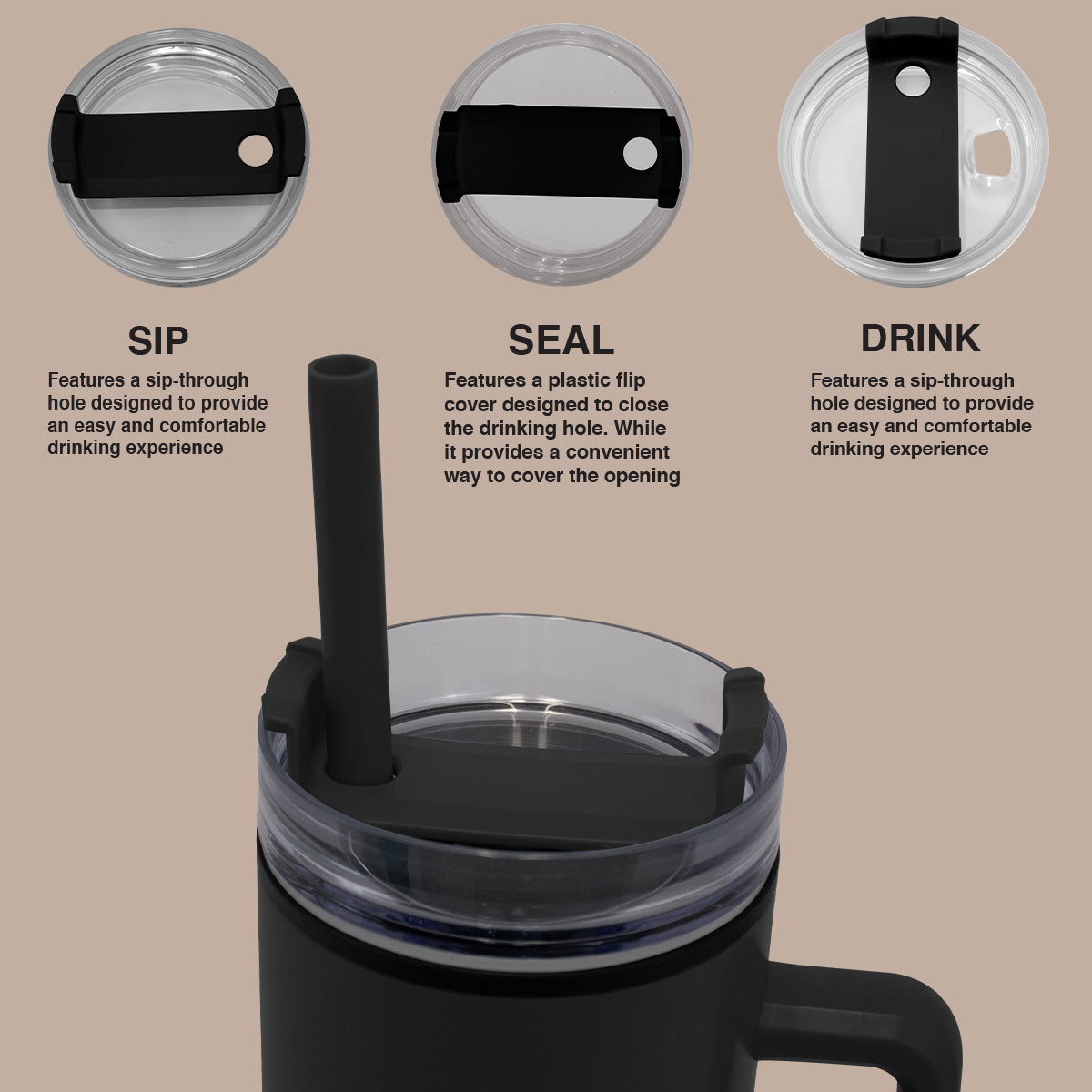 1200ml Polypropylene Enduro Mug - Black - Image 4