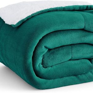 Forest Green Fleece Blanket with Pillow Case