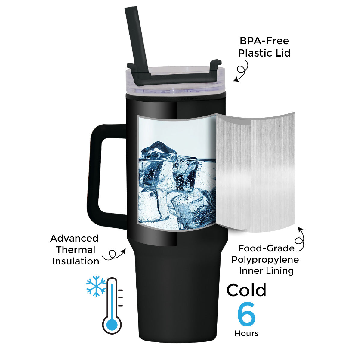 1200ml Polypropylene Enduro Mug - Black - Image 5